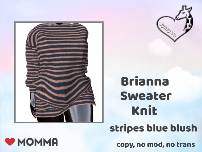 Second Life Marketplace Brianna Sweater knit stripes blue blush
